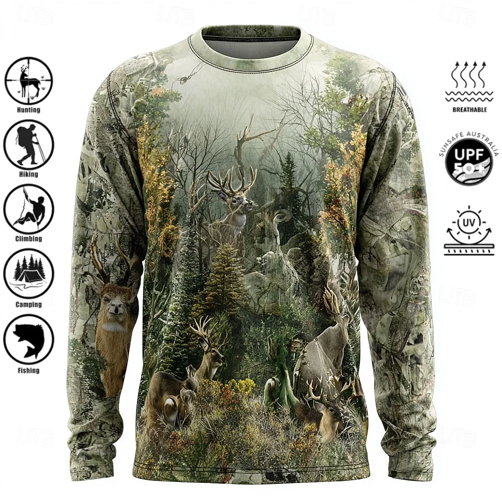 Men Long Sleeve T-shirt Polyes - đánh giá và giá Outdoor Hunting Prints